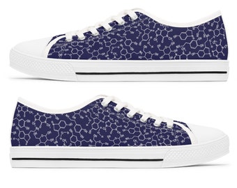 Chemistry Shoes: Periodic Table Low Top Sneakers for Science Teachers and Geeky School Students. Nerdy STEM Gift - Organic Chemical Formulas
