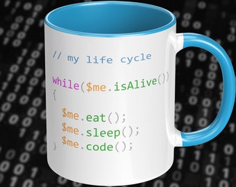 Coding gift: Eat, Sleep, Code, Repeat - Mug for programmers, app/web developers and software engineers. Funny gift for IT geeks