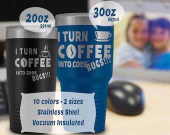 Ingeniero de software y programador de computadoras regalo: vaso de vacío de acero inoxidable para aplicaciones o desarrollador web, diseñador web, graduados en ciencias de la computación