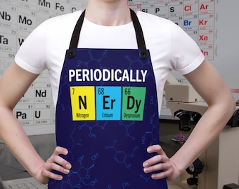 Cooking/BBQ Apron Full Size - Gift for Science and Chemistry Geeks feeling Periodically Nerdy. Spelled with Periodic Table Elements.