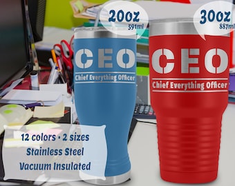 20/30oz Vacuum Insulated Stainless Steel Tumbler for busy people   Chief Everything Officer