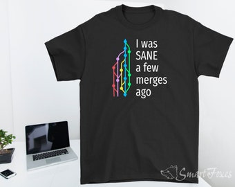 Gift for Programmers - Funny Coding Heavy Cotton Unisex T-Shirt: I Was Sane a Few Merges Ago