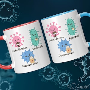 Coffee Bacteria Mug - Funny Science Gift for Biologist, Lab Technician, Biology Teacher or STEM Student.