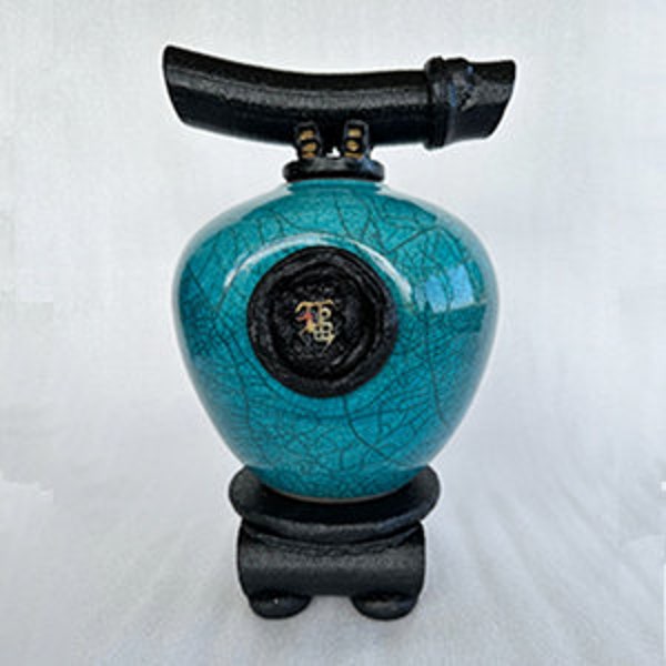 Wish Keeper™, Original Raku Ceramic Sculpture, Handmade in Hawaii by Creator and Artist Matthew Lovein