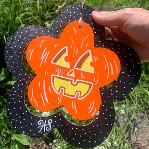 Halloween Pumpkin hand painted Wall Hanging | jack-o’-lantern wall decor | pumpkin art | fall art | autumn