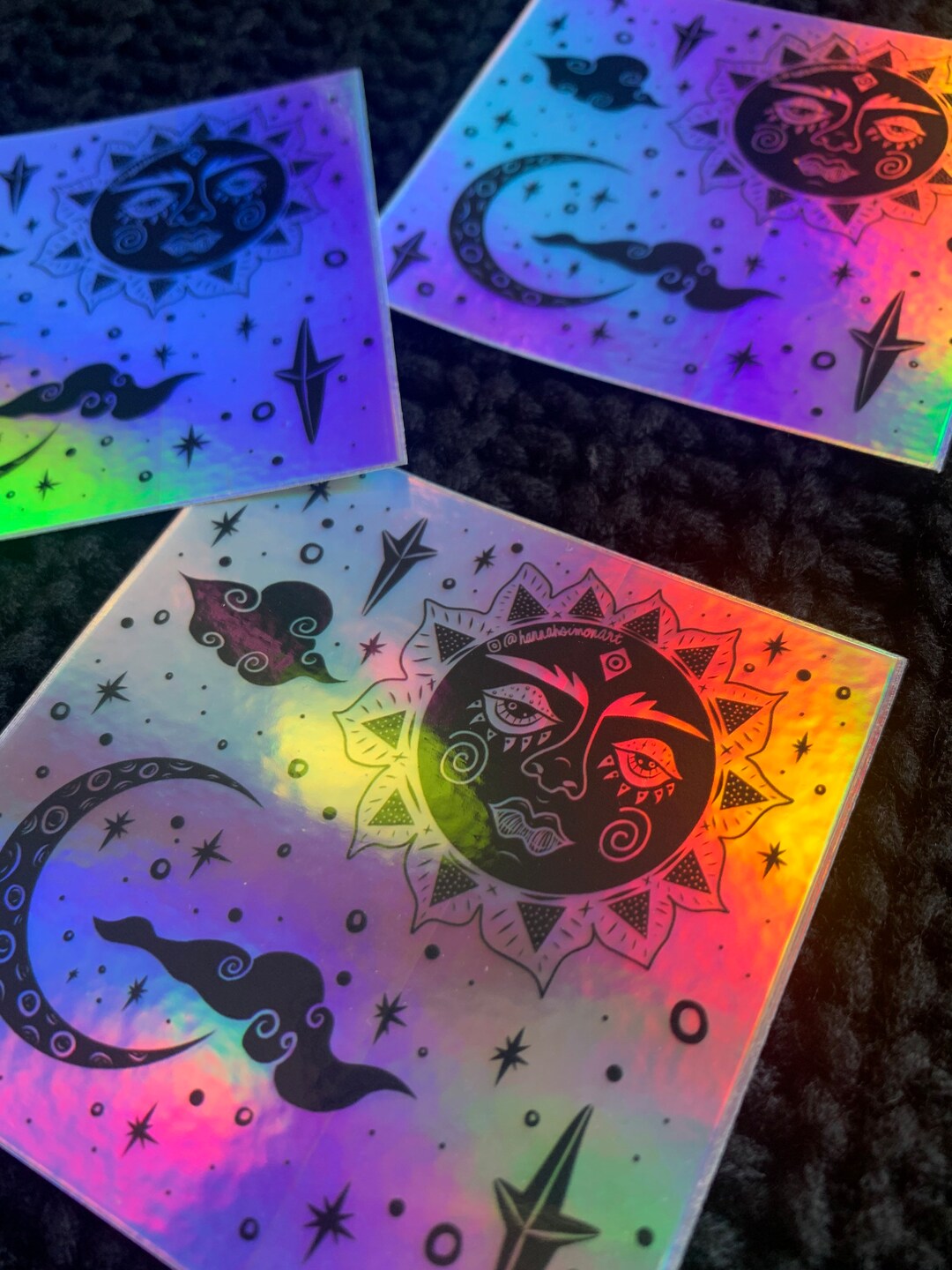 Celestial Holographic Sun and Moon Vinyl Sticker - Etsy