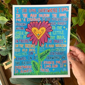 I See Love 8x10 art print, love and kindness art, happy art, wall hanging, art print, love poster, art poster