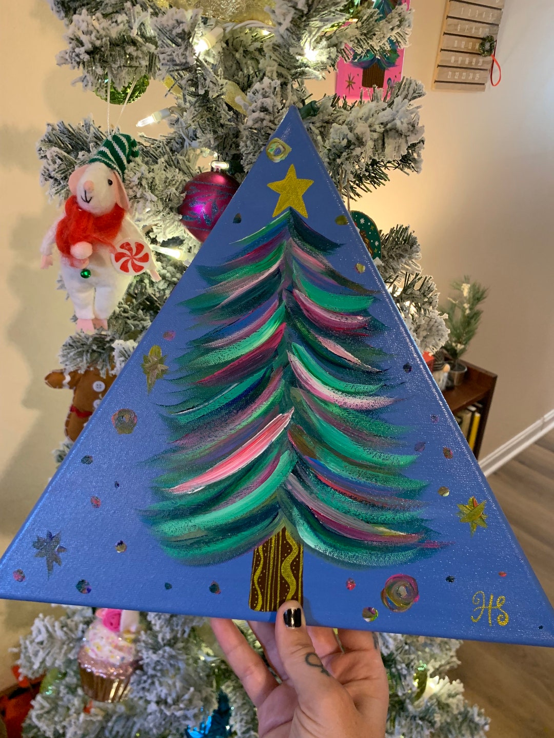 Brushstroke Christmas Tree Original Painting Hand Painted Etsy