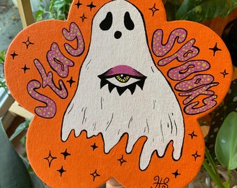Stay Spooky Ghost painting | Halloween ghost art | spooky cute art | colorful Halloween decor |