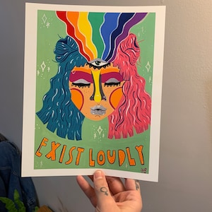 Exist Loudly art print | self growth art poster | self love poster | self love artwork | LGBTQ home wall art | LGBTQ art