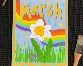 March Birth Flower print | March Birth print | Daffodil print | March birth month flower