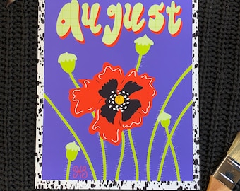 August Birth Flower Print | August Birth print | poppy print | August Birth Month Flower