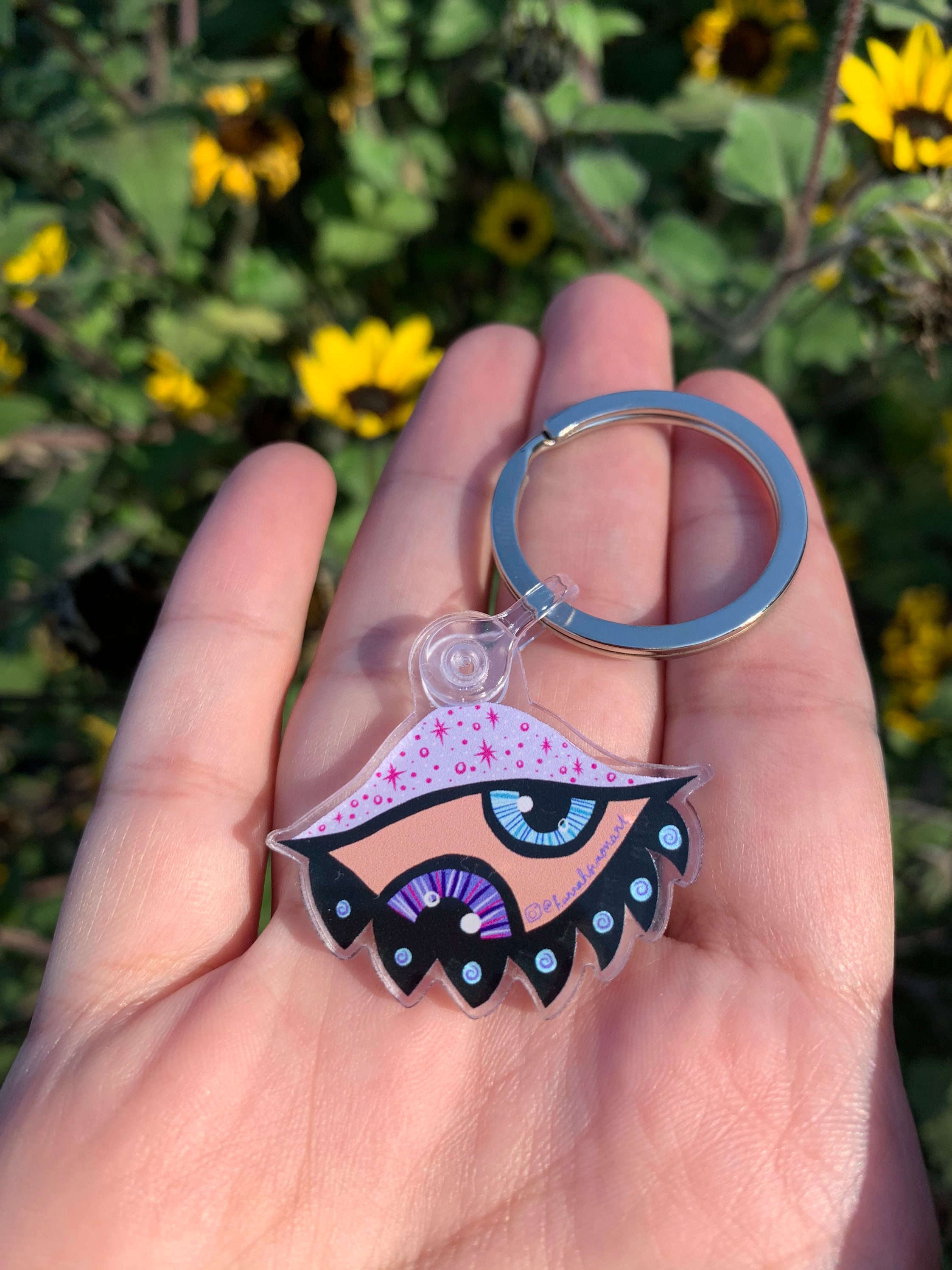 Double Eye keychain original art original design acrylic Etsy