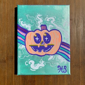 Pastel Halloween arte jack-o'-lantern pintura / pintura de calabaza pastel