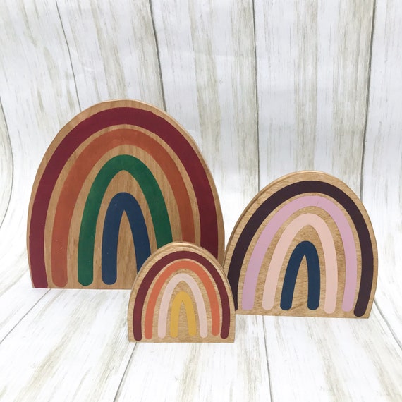 Boho Rainbow Shelf Sitters Nursery Shelf Decor Kids Room Etsy