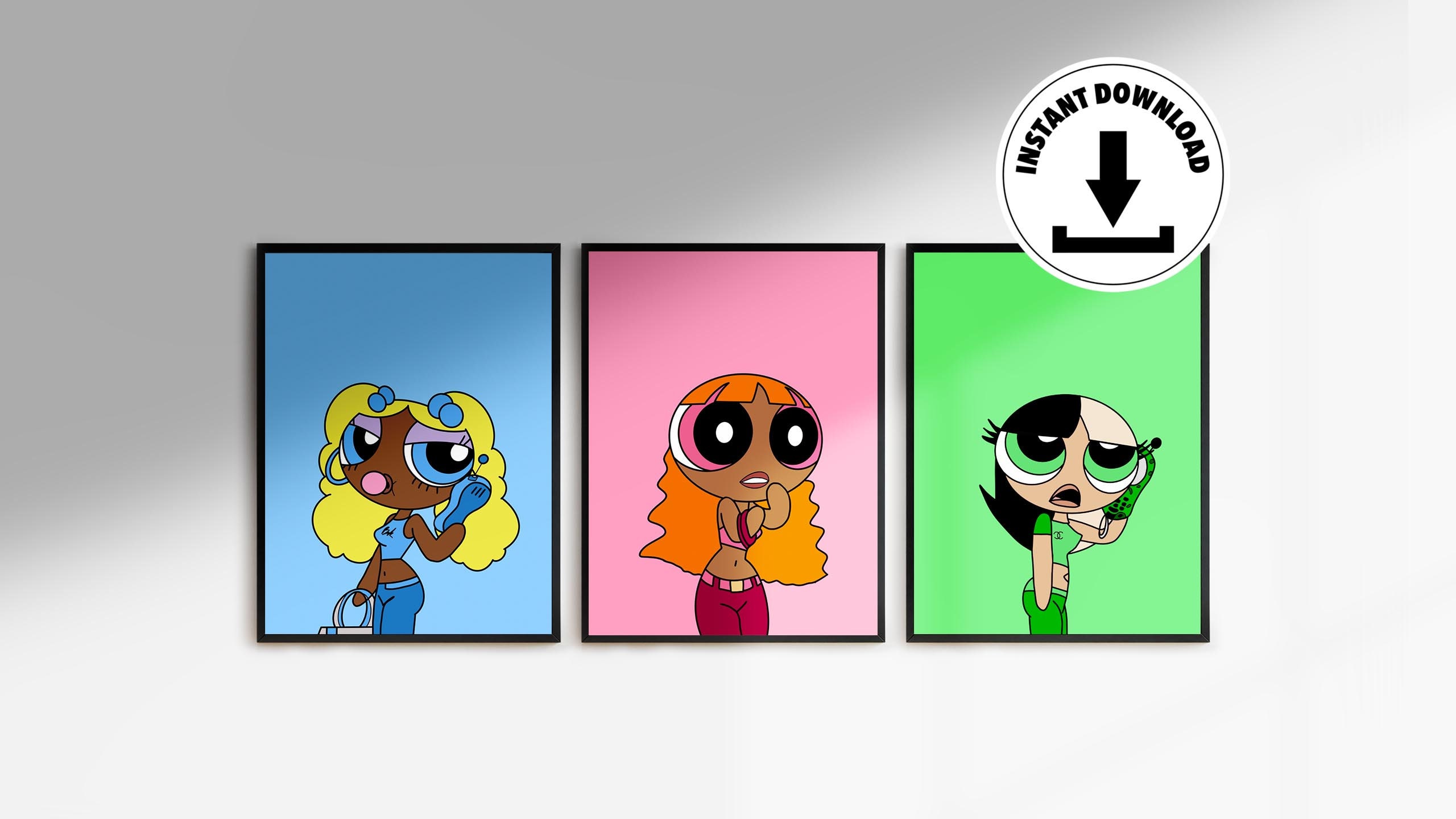 Powerpuff Girls Inspired Posters – Instant Download – Set of Three