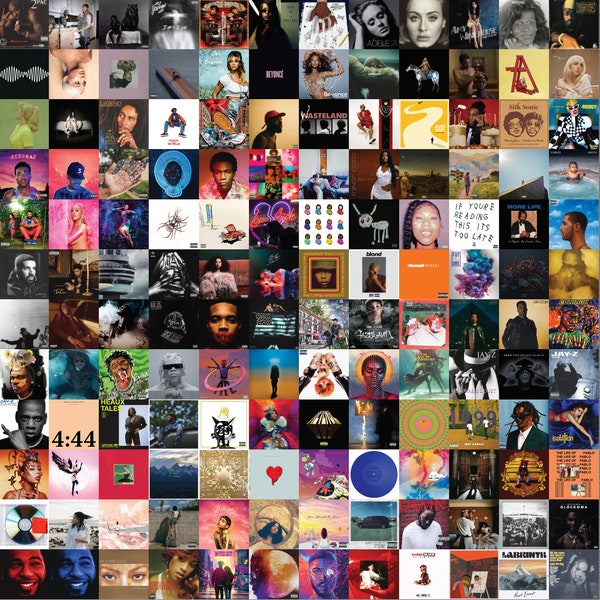 270+ PCS, 5x5 Square Album Cover Posters – Instant Download | Minimalist Music Wall Art | Rap and R&B Album Cover Poster Collage