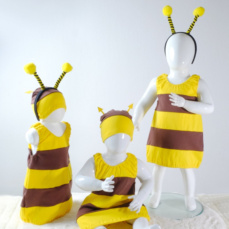Bio-Baumwolle Bienenkostüm Karneval Fasching Biene Maja M6Biene Top + Mütze+Haarreif