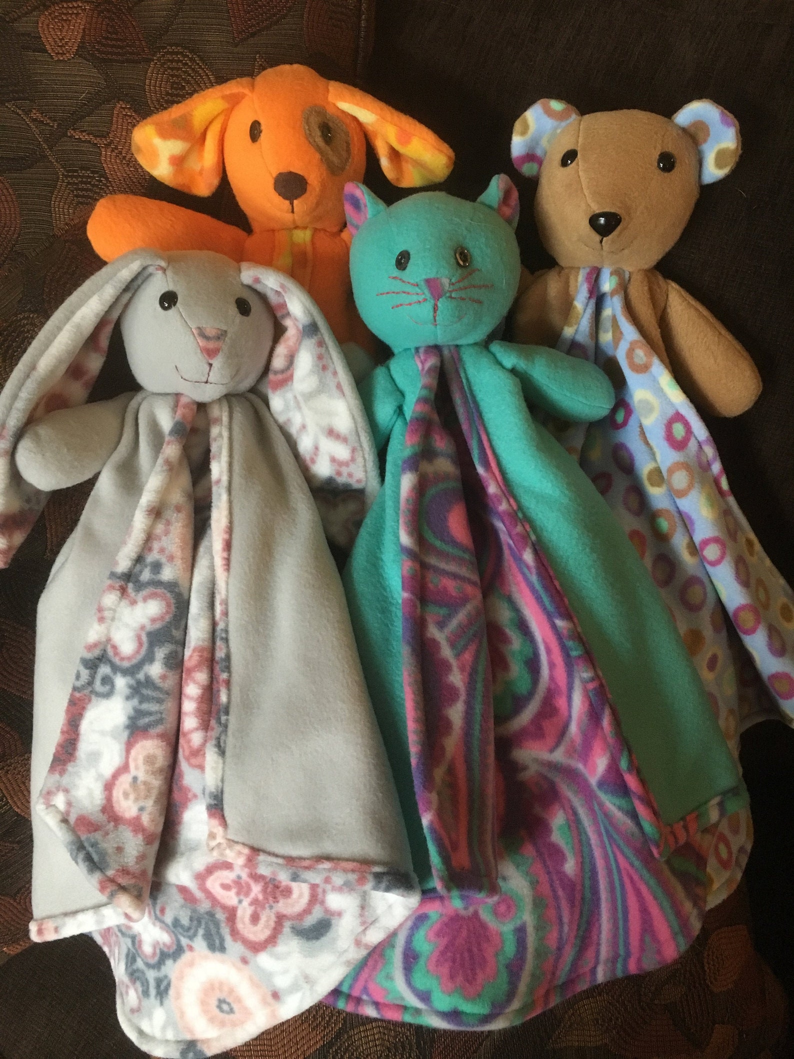 Animal Snuggle Blanket Lovies 18 Inch Long Soft Fleece Animal Blankets