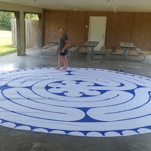 Laberinto portátil grande personalizado para meditación en casa, tamaño grande, 5 circuitos de caminata, tela de piso inspirada en Chartres
