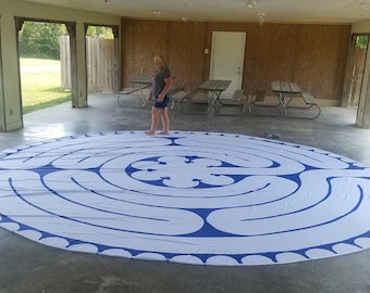 custom LARGE Portable Labyrinth for Meditation at Home, LARGE SIZE, 5circuit walking Chartres inspired floor cloth