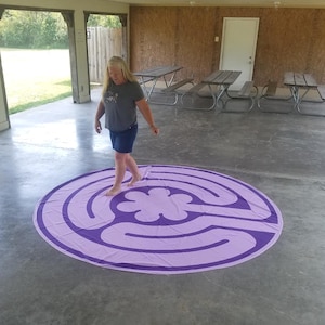 Laberinto portátil personalizado de DOS COLORES para meditación en casa, piso inspirado en Chartres con 3 circuitos de caminata