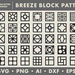 Brise Block Muster | Mid-century Architektur | PNG | SVG | DXF | Digitale Kunst | Druckbare Kunst