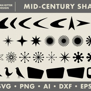 Mid-Century Shapes | 1950s 1960s Retro Graphics | PNG | SVG | DXF | Digital Art | Printable Art