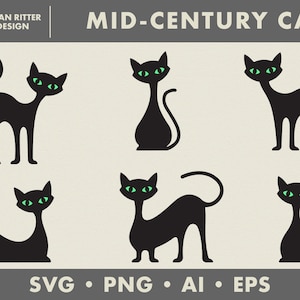 Mid-Century Cats | Graphic Objects | Elements | PNG | SVG | EPS | Digital Art | Printable Art