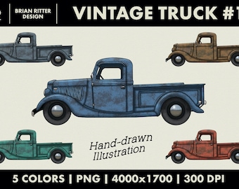 Vintage Truck #1 | PNG | Rustic Retro Pickup Truck | Digital Art | Printable Art