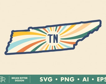 Tennessee | TN | Sunburst Graphic | Digital | Sticker | PNG | SVG | Printable Art