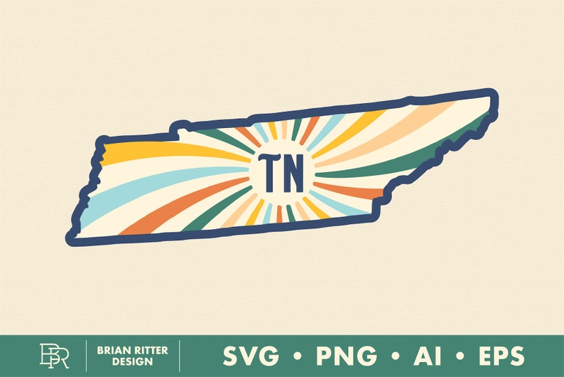 Tennessee tn sunburst graphic digital sticker png svg