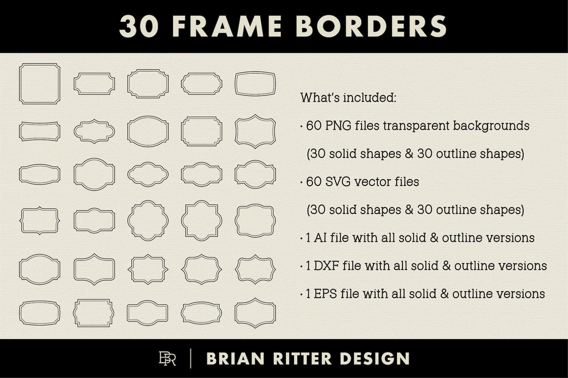 Photo Border Labels 30 Frame Borders | Label Shapes | Sign Shapes | PNG | SVG | DXF ...