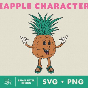 Pineapple Cartoon Character #1  | Retro Funny Fruit Character | ClipArt | PNG | SVG | T-shirt Design | Sticker | Digital Art | Printable Art