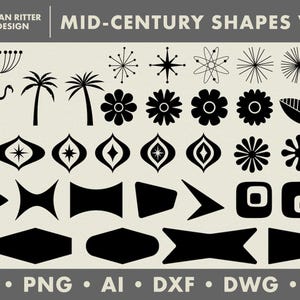 Mid-Century Shapes - Volume 2 | 1950s 1960s Retro Graphics | PNG | SVG | DXF | Digital Art | Printable Art