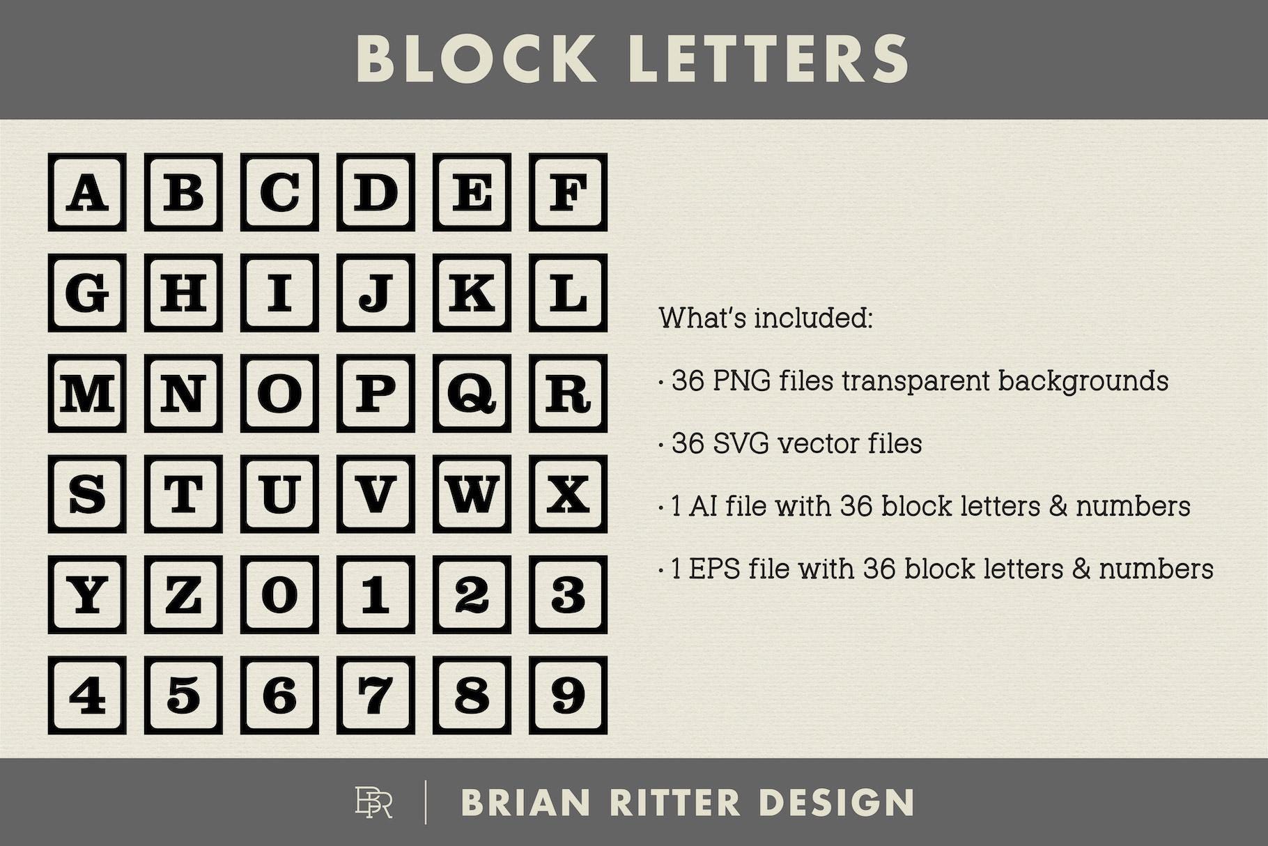 Letter Vector File Block Letters and Numbers | PNG | SVG | EPS | Cut Files | Bracelet ...