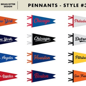 Vintage Pennants With Baseball Vector Elements - Etsy