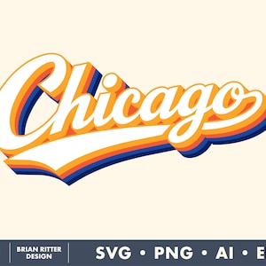 Chicago Graphic #1 | City T-shirt Design | Baseball Script (Digital Art)