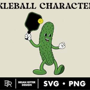 Pickleball Cartoon Character #2  | Retro Funny Character | Pickle Ball | PNG | SVG | T-shirt Design | Sticker | Digital Art | Printable Art