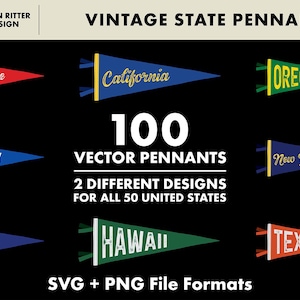 U.S. State Pennants - SVG PNG
