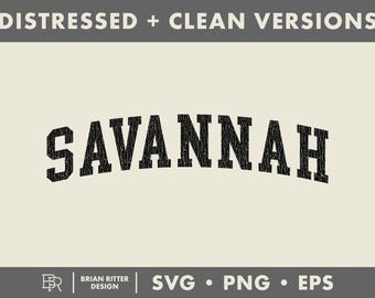 Savannah | Distress T-shirt Graphic | Vintage City Design | Retro Block Letters | SVG | PNG