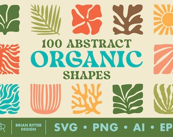 100 Abstract Organic Shapes | Boho | Nature | Botanical | Wall Art | Poster | Printable Art | T-shirt Designs | PNG | SVG | EPS