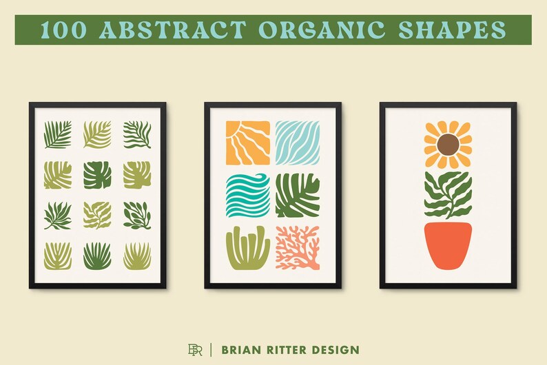 100 Abstract Organic Shapes | Boho | Nature | Botanical | Wall Art ...