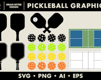 Pickleball | Graphic Objects | Sports Elements | PNG | SVG | EPS | Digital Art | Printable Art