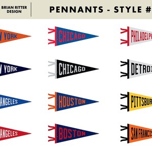 Vintage Pennants With Baseball Vector Elements - Etsy