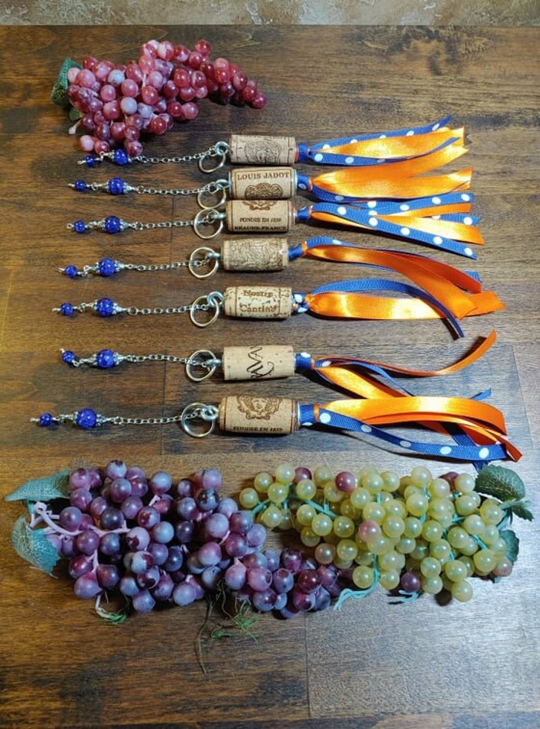 Wine Cork Keychains With Ribbons and Beads, UF Gator Themed, Awareness ...
