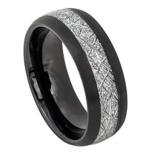 Meteorite Ring Black Wedding Band Mens Tungsten Carbide 8mm Black Wedding Ring Engagement Anniversary Meteorite Band Black Ring For Men