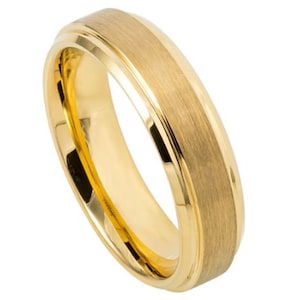 Anel de ouro masculino, aliança de casamento 6mm, anel de noivado, ouro amarelo, aniversário, carboneto de tungstênio, anel de ouro para homens, promessa durável
