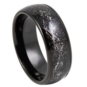 Meteorite Ring Black Wedding Band Mens Tungsten Carbide 8mm Black Wedding Ring Engagement Anniversary Meteorite Band Black Ring For Men