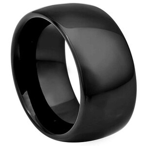 Black Wedding Band Tungsten Ring 8mm Engagement Ring Anniversary Mens Wedding Band Promise Unisex Polished Black Ring Tungsten Carbide Shiny